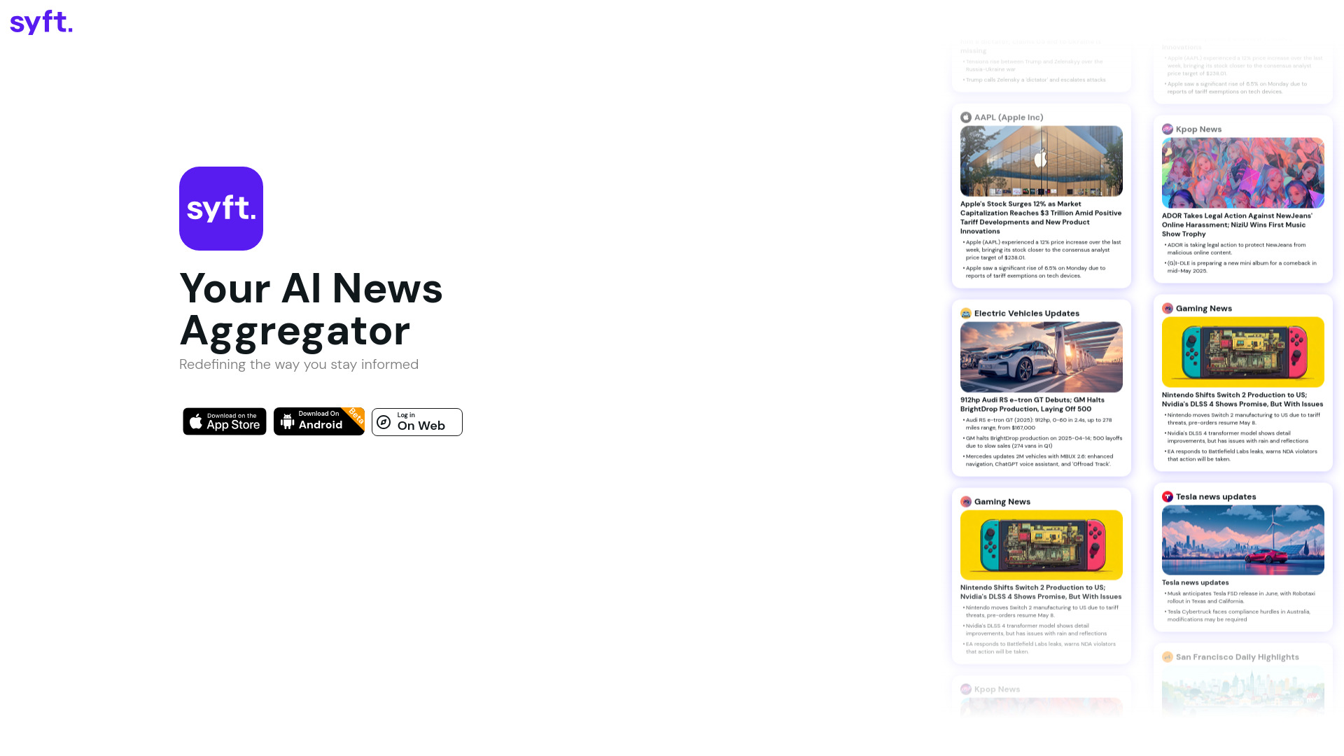 Syft AI News Aggregator网页截图,Syft AI News Aggregator网页快照
