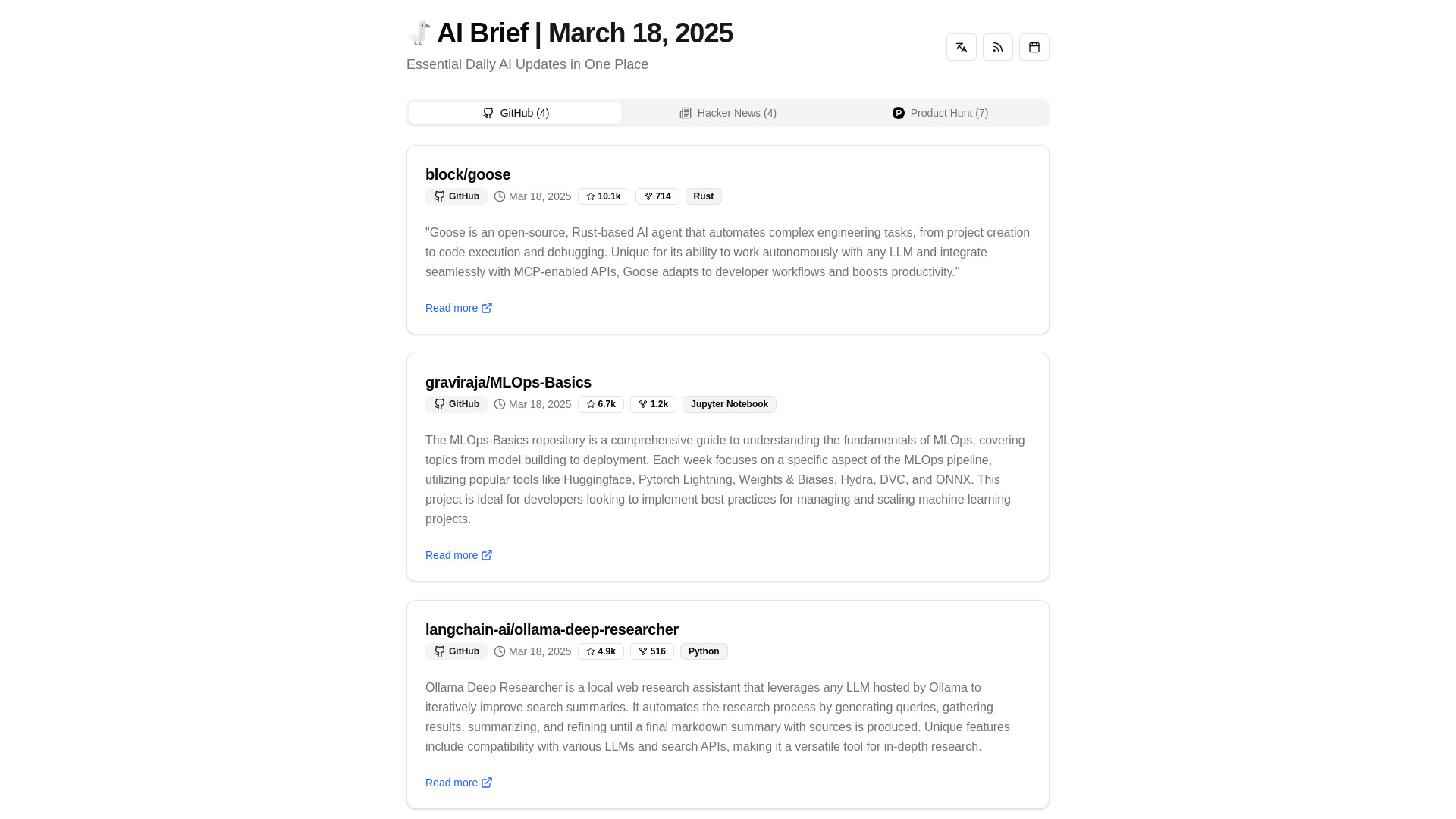 AI Brief网页截图,AI Brief网页快照
