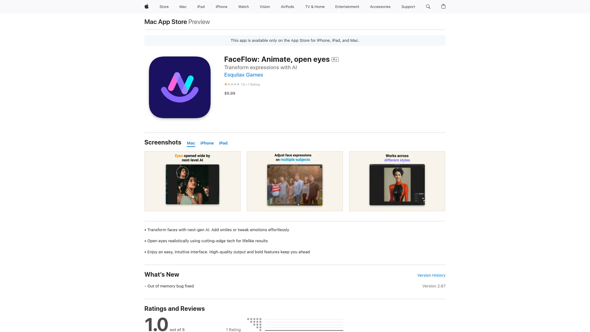 FaceFlow: Animate, open eyes网页截图,FaceFlow: Animate, open eyes网页快照
