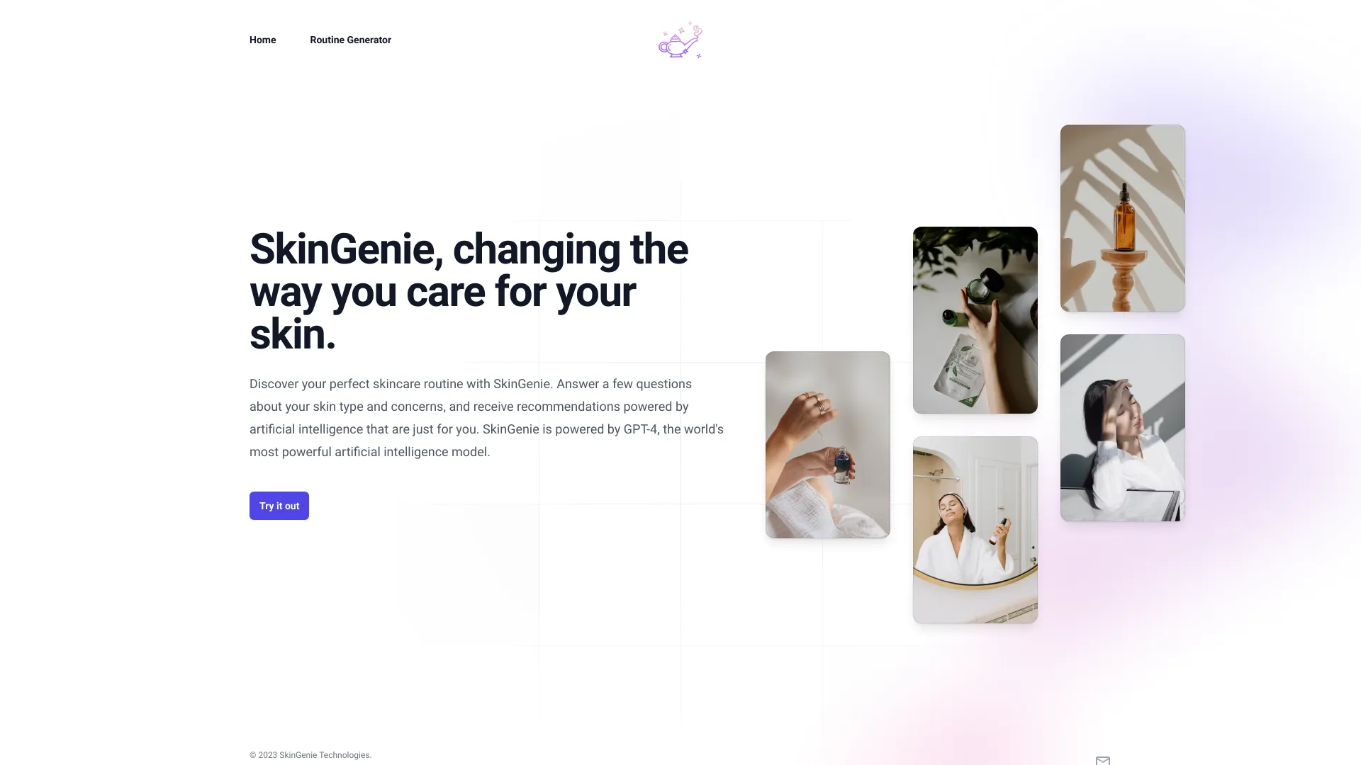 SkinGenie网页截图,SkinGenie网页快照
