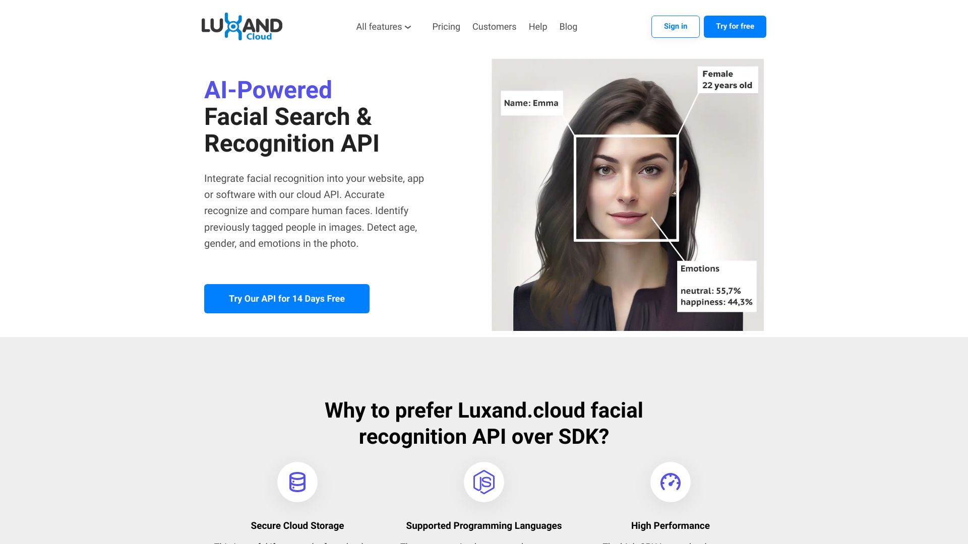 Luxand.cloud网页截图,Luxand.cloud网页快照