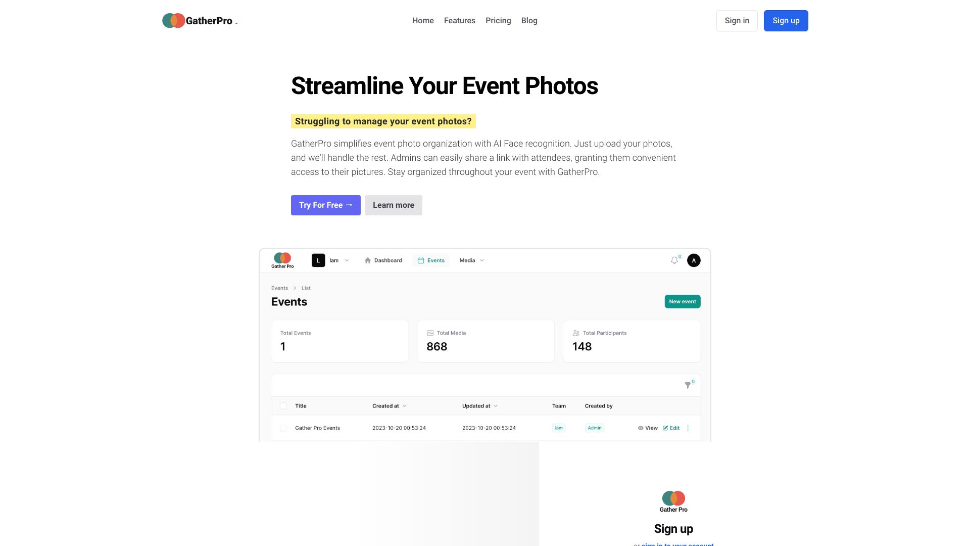 Gatherpro.events网页截图,Gatherpro.events网页快照