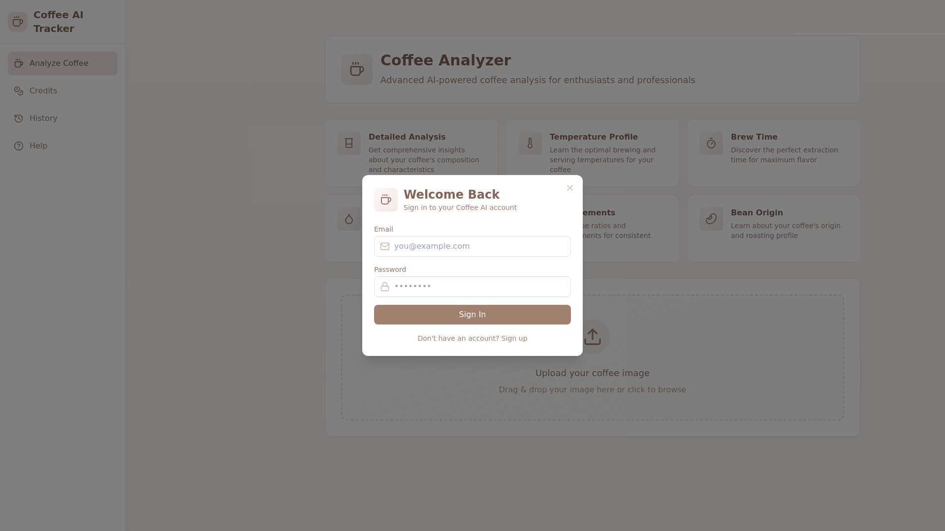 Coffee AI Tracker网页截图,Coffee AI Tracker网页快照