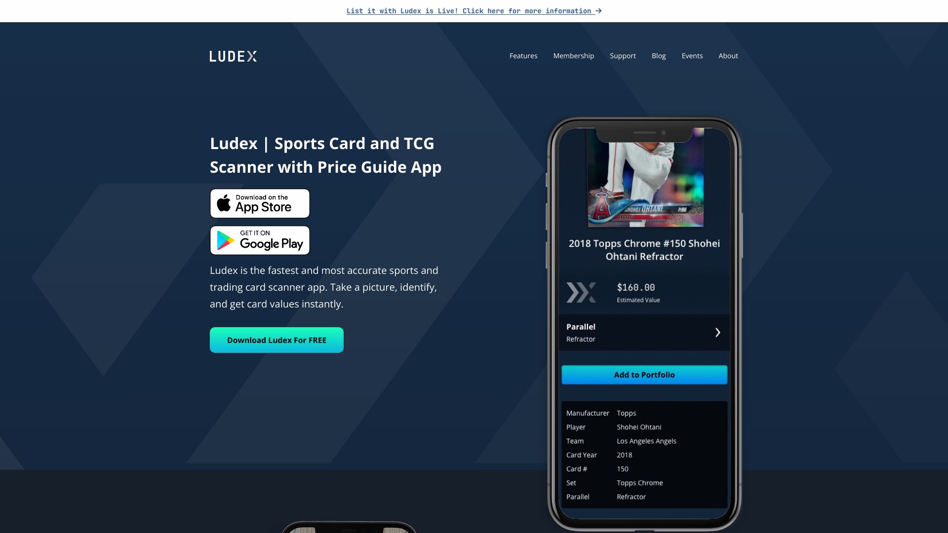 Ludex | Sports Card and TCG Scanner with Price Guide App网页截图,Ludex | Sports Card and TCG Scanner with Price Guide App网页快照