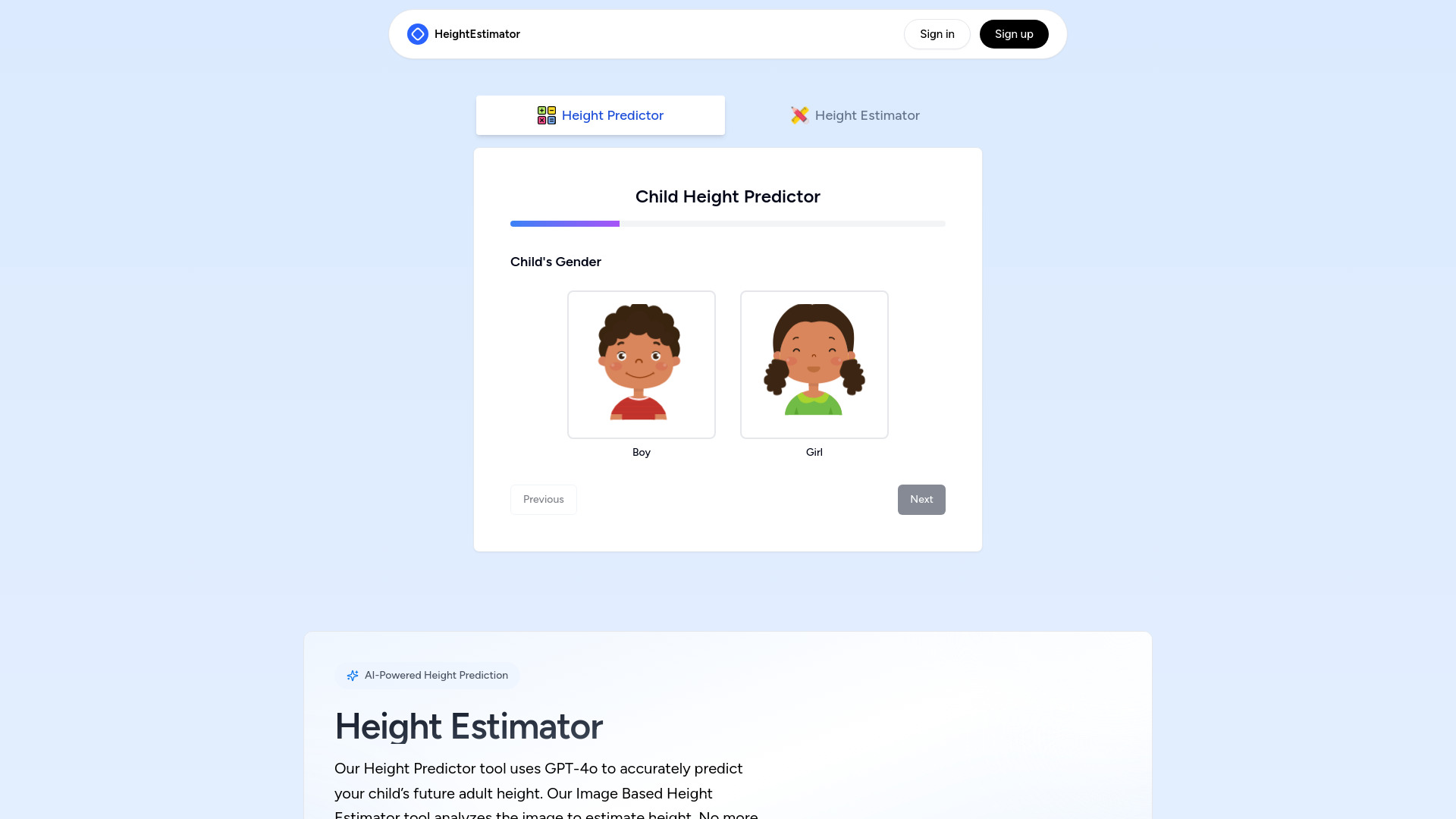 Height Estimator网页截图,Height Estimator网页快照