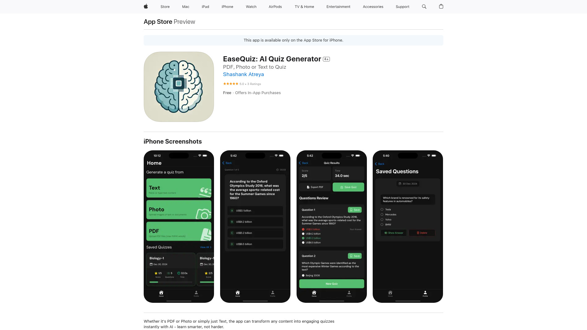 EaseQuiz网页截图,EaseQuiz网页快照
