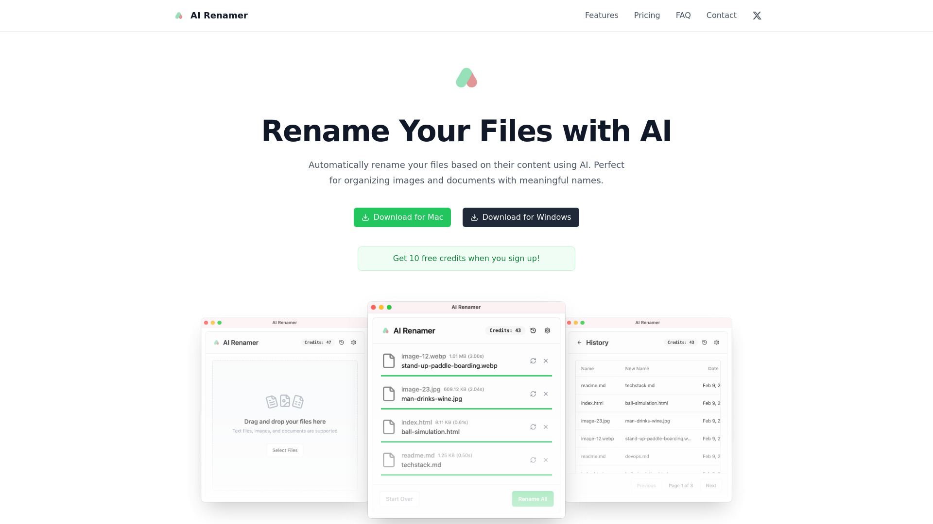 AI Renamer网页截图,AI Renamer网页快照