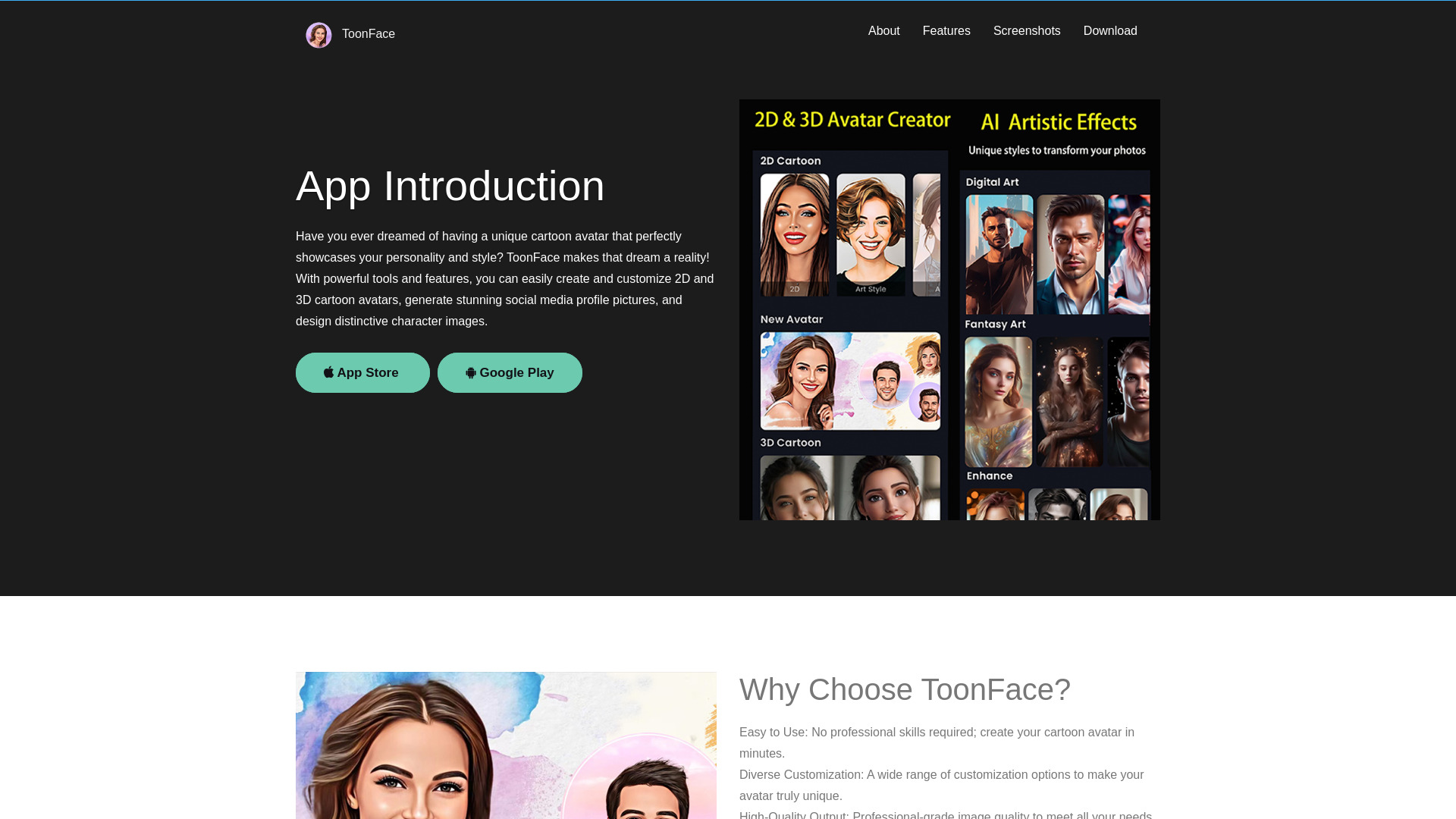 ToonFace网页截图,ToonFace网页快照