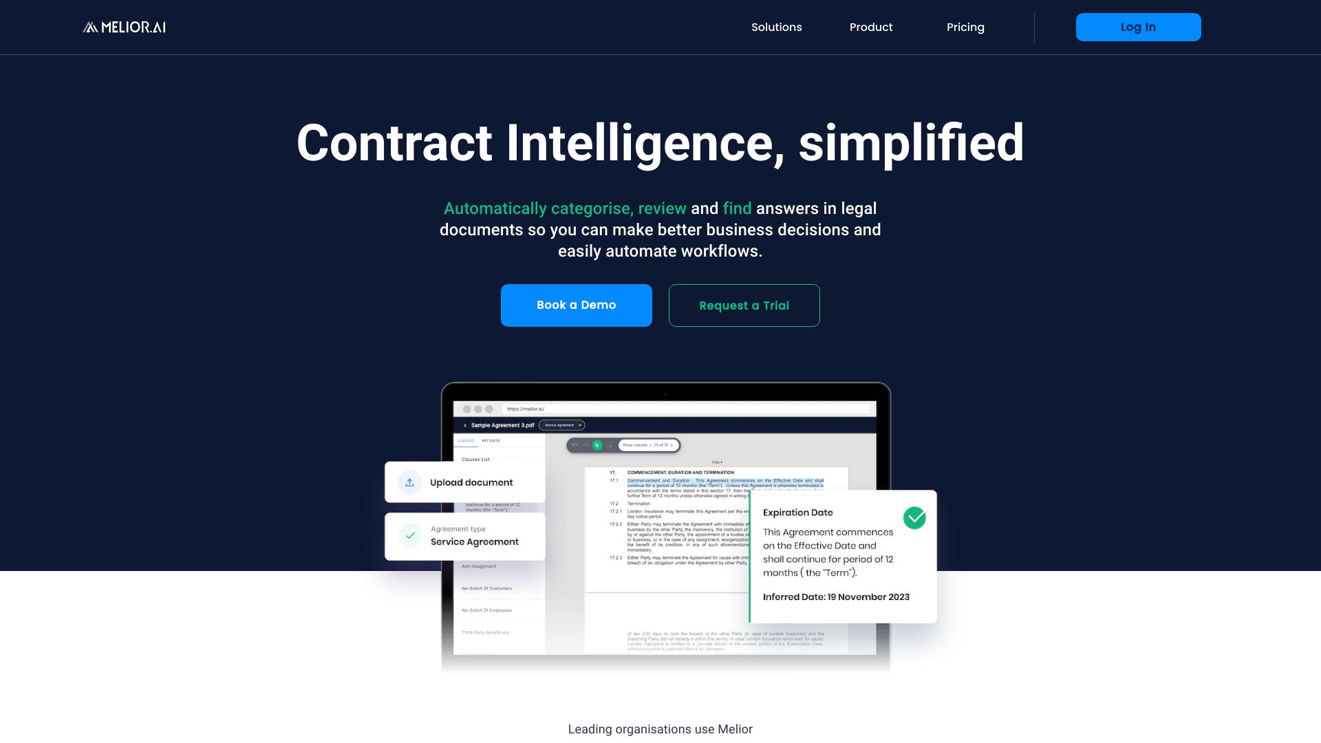 Melior Contract Intelligence AI网页截图,Melior Contract Intelligence AI网页快照
