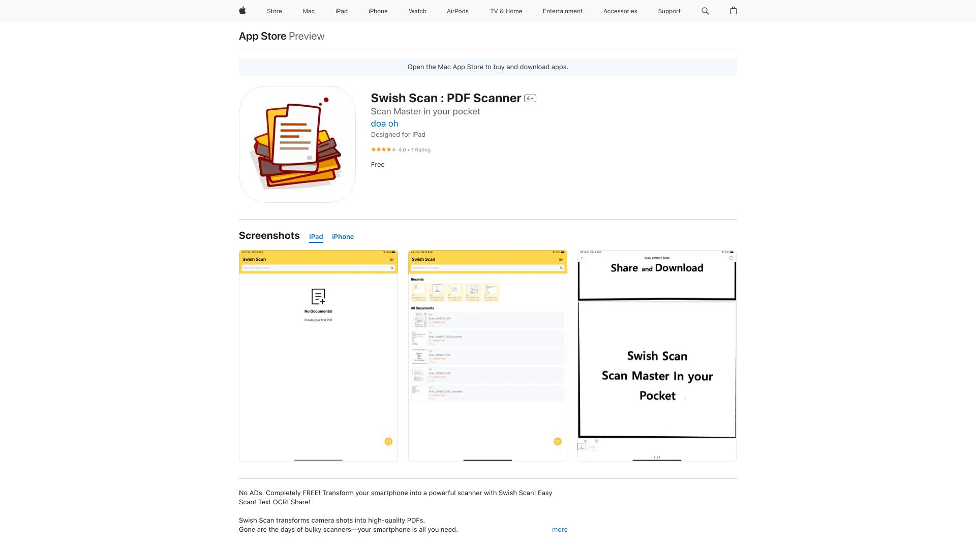 Swish Scan : PDF Scanner网页截图,Swish Scan : PDF Scanner网页快照