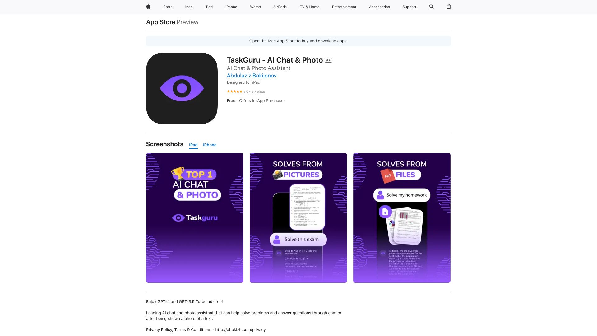 TaskGuru – AI Chat & Photo网页截图,TaskGuru – AI Chat & Photo网页快照