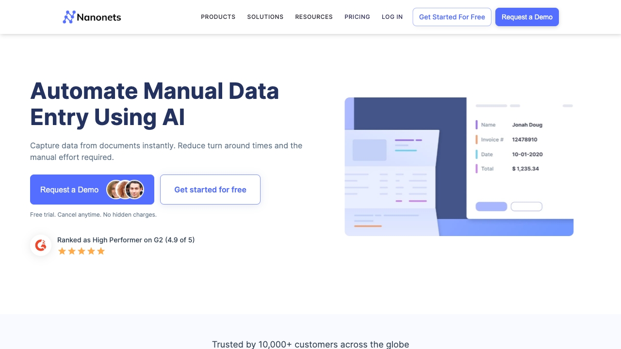 Nanonets网页截图,Nanonets网页快照