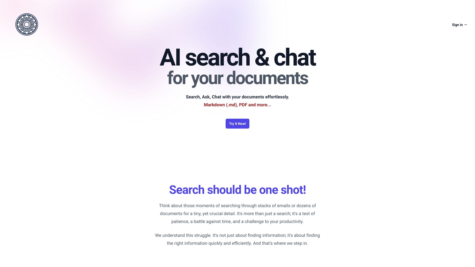 SearchMyDocs.ai网页截图,SearchMyDocs.ai网页快照