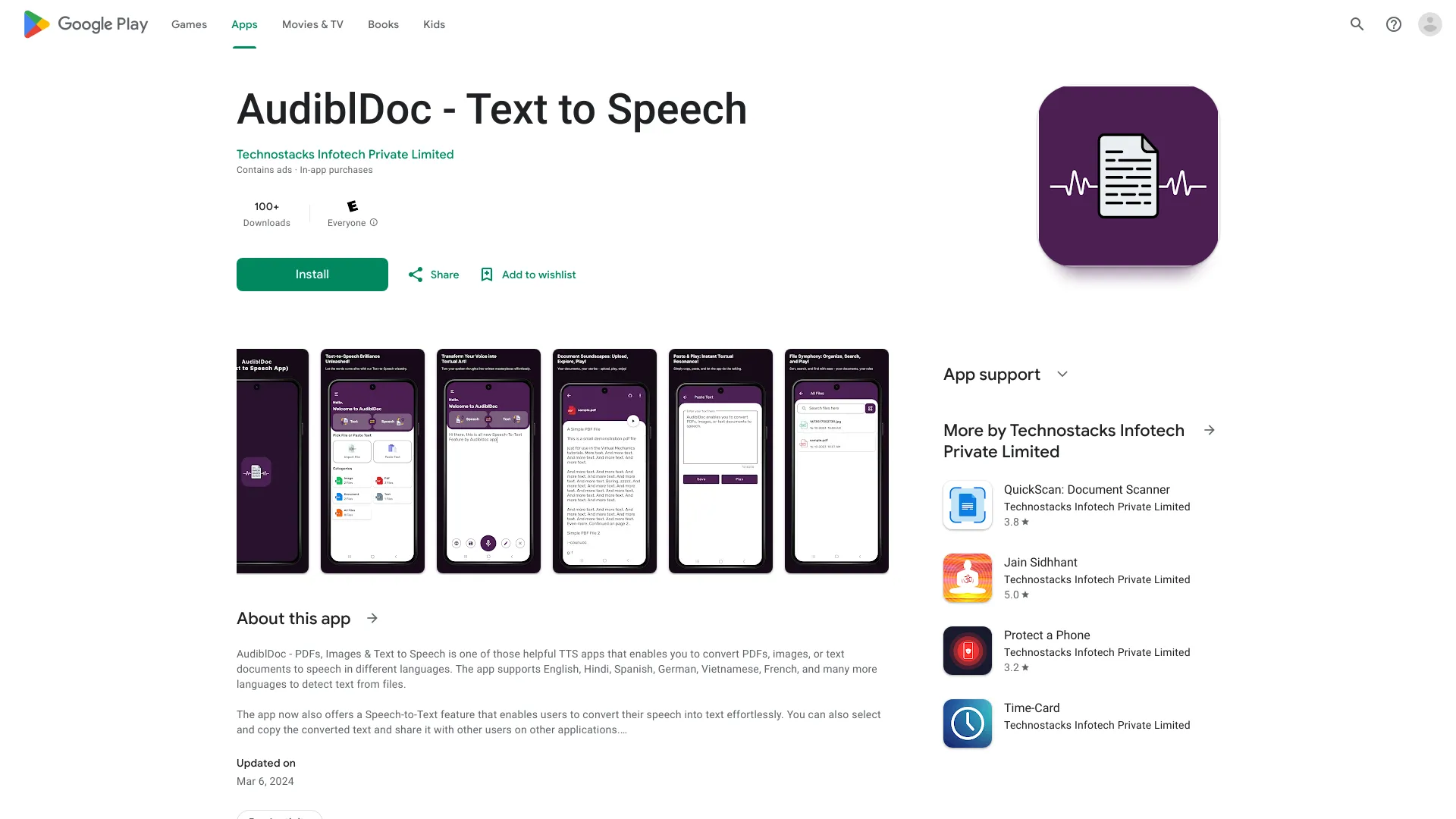 AudiblDoc – Text to Speech网页截图,AudiblDoc – Text to Speech网页快照