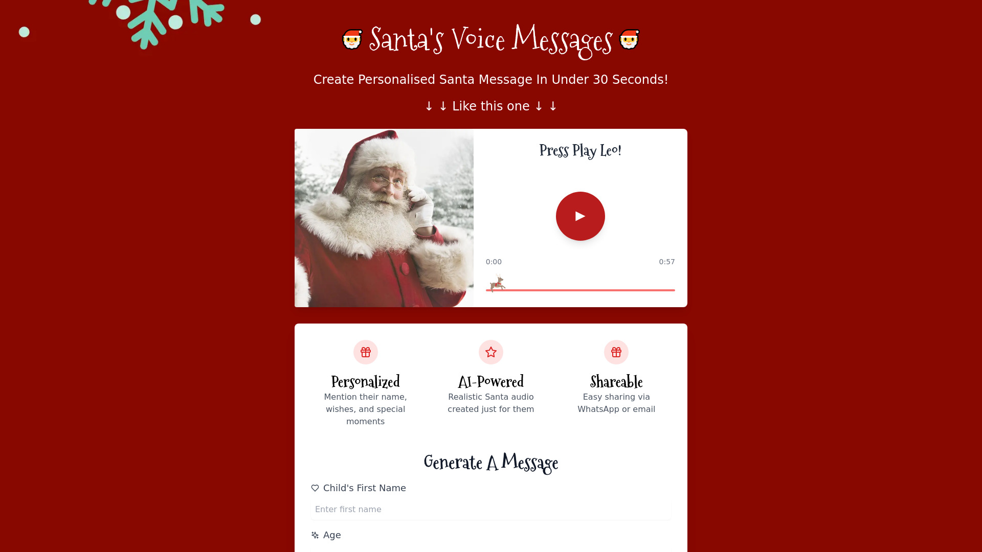 Santas Voice Message网页截图,Santas Voice Message网页快照