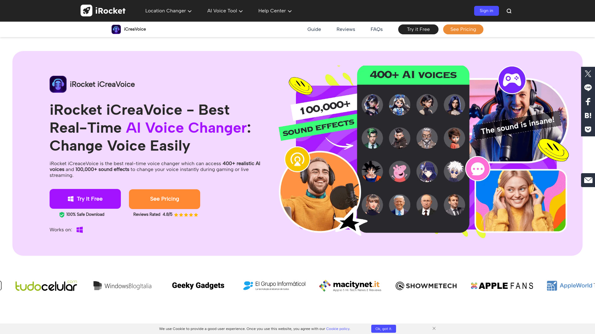 iRocket iCreaVoice网页截图,iRocket iCreaVoice网页快照