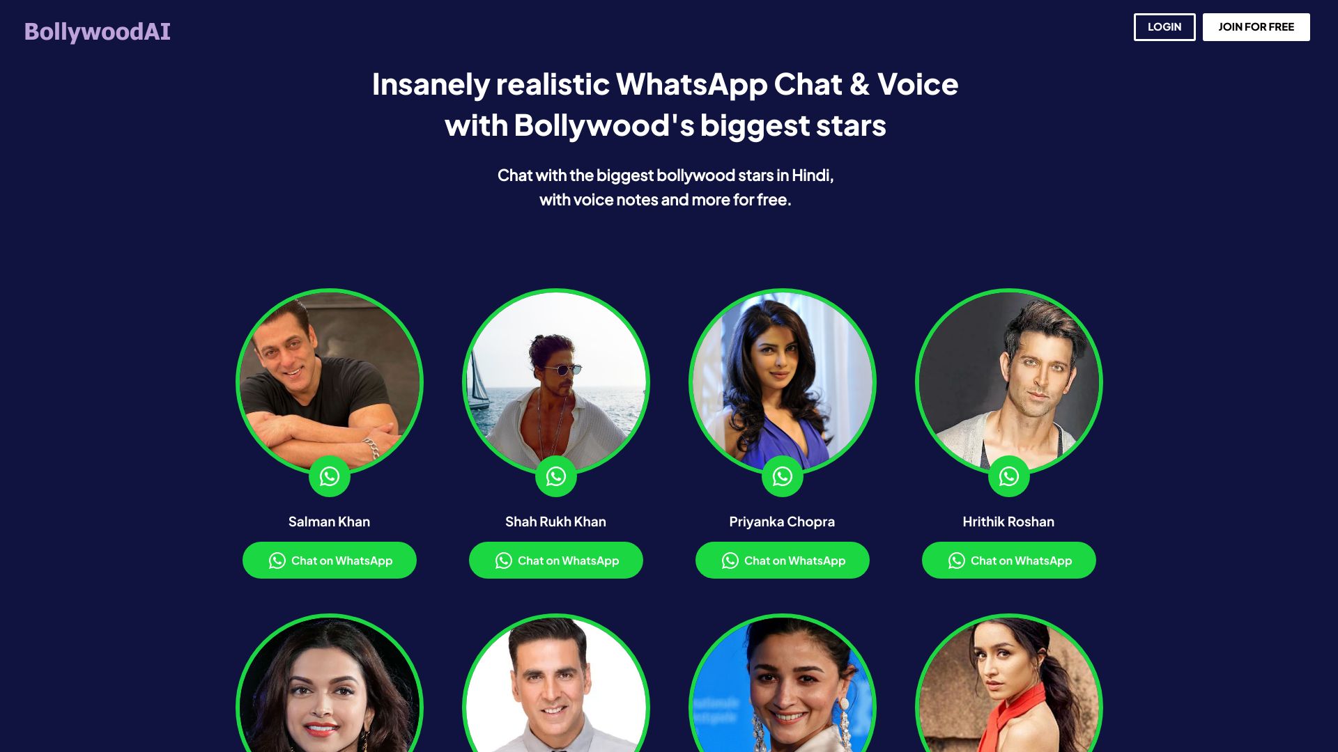 BollywoodAI – Hindi Voice AI网页截图,BollywoodAI – Hindi Voice AI网页快照