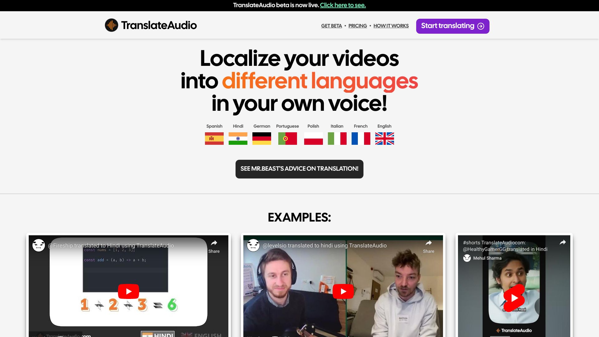TranslateAudio网页截图,TranslateAudio网页快照