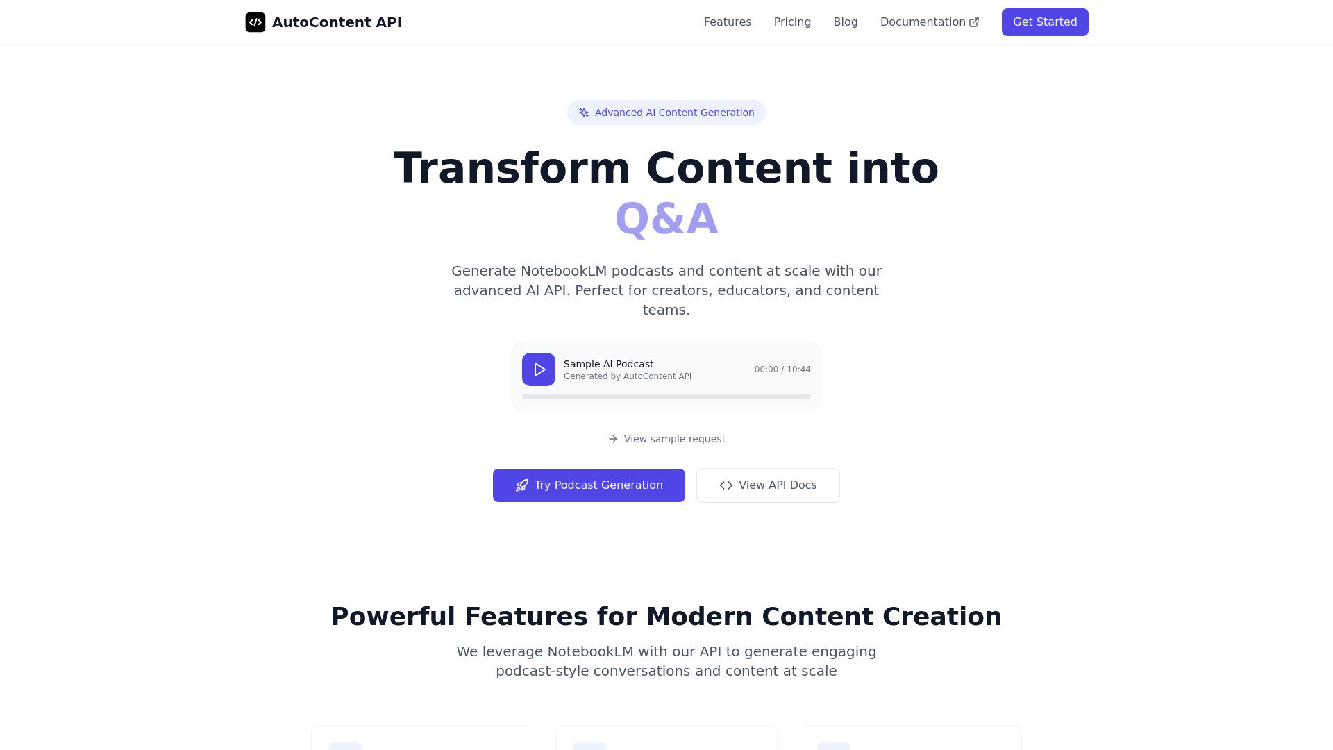 AutoContent API网页截图,AutoContent API网页快照