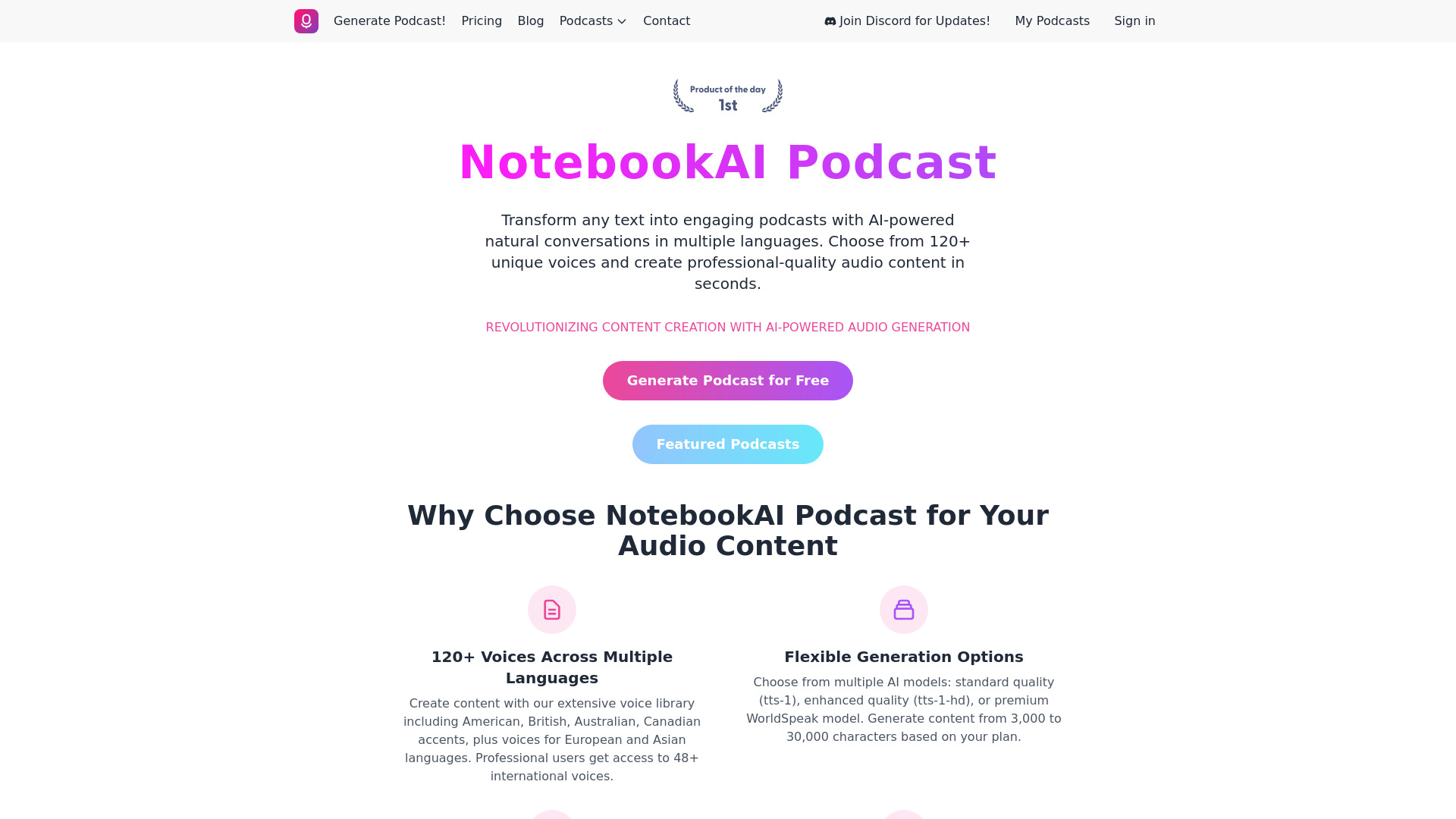 NotebookAI Podcast网页截图,NotebookAI Podcast网页快照