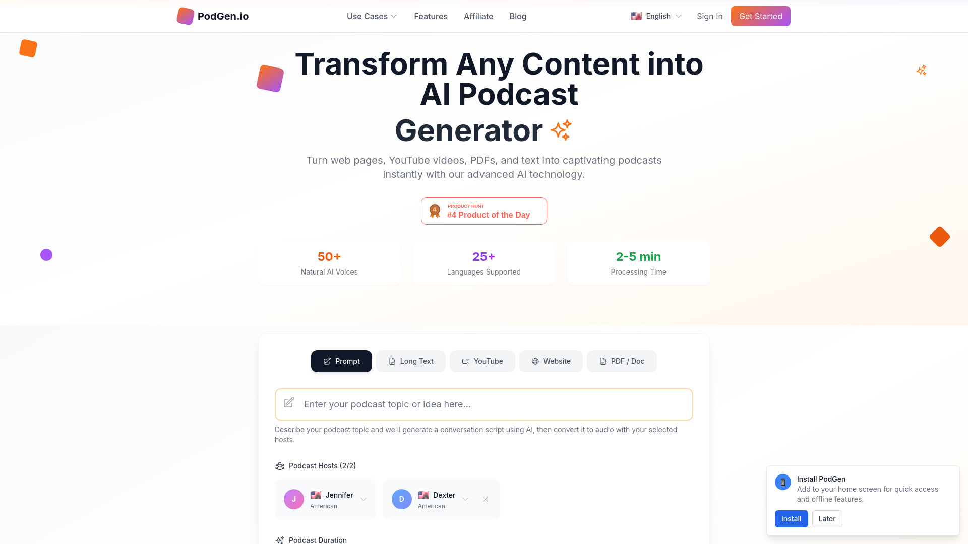 Podgen网页截图,Podgen网页快照