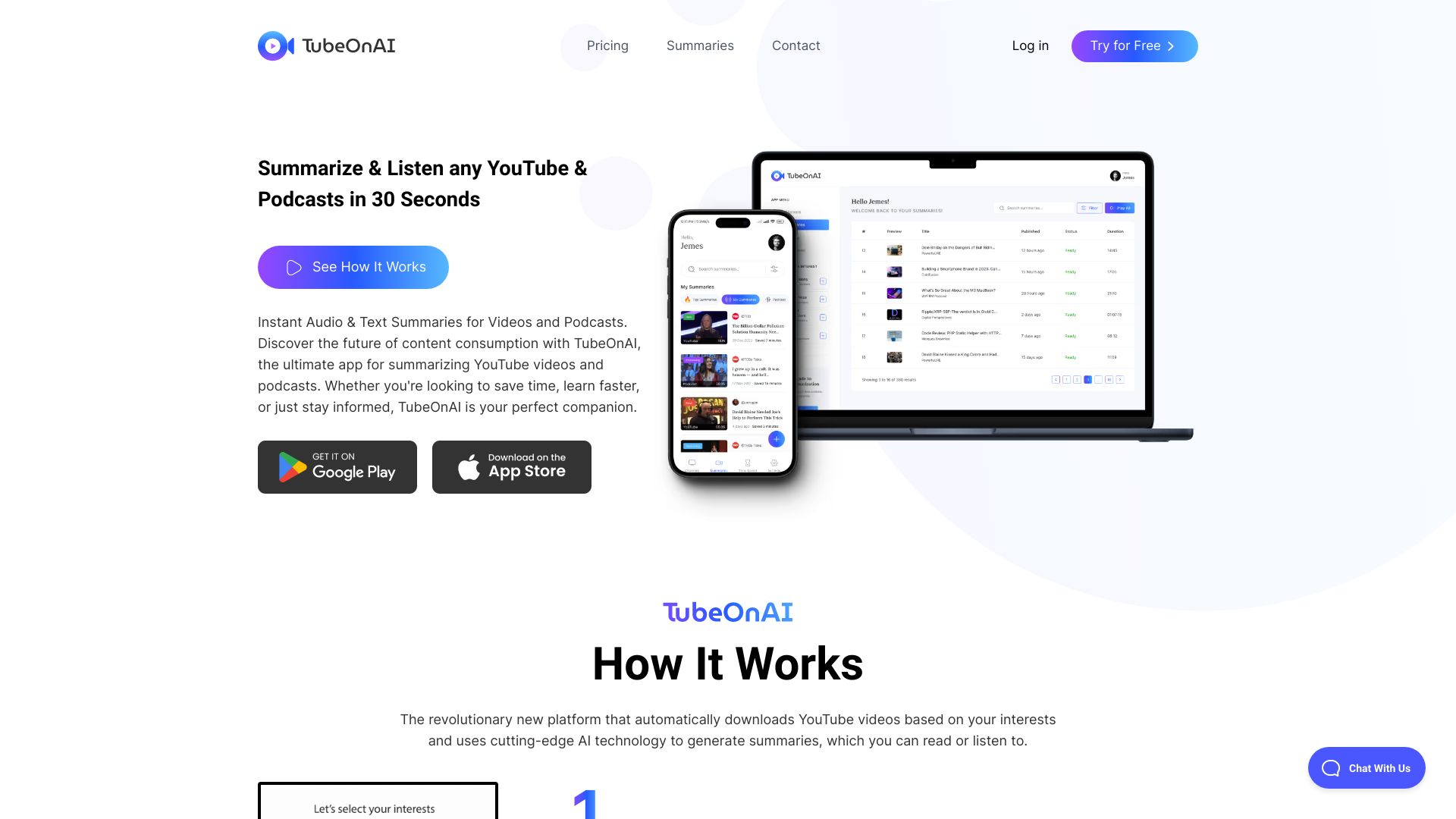 TubeOnAI网页截图,TubeOnAI网页快照