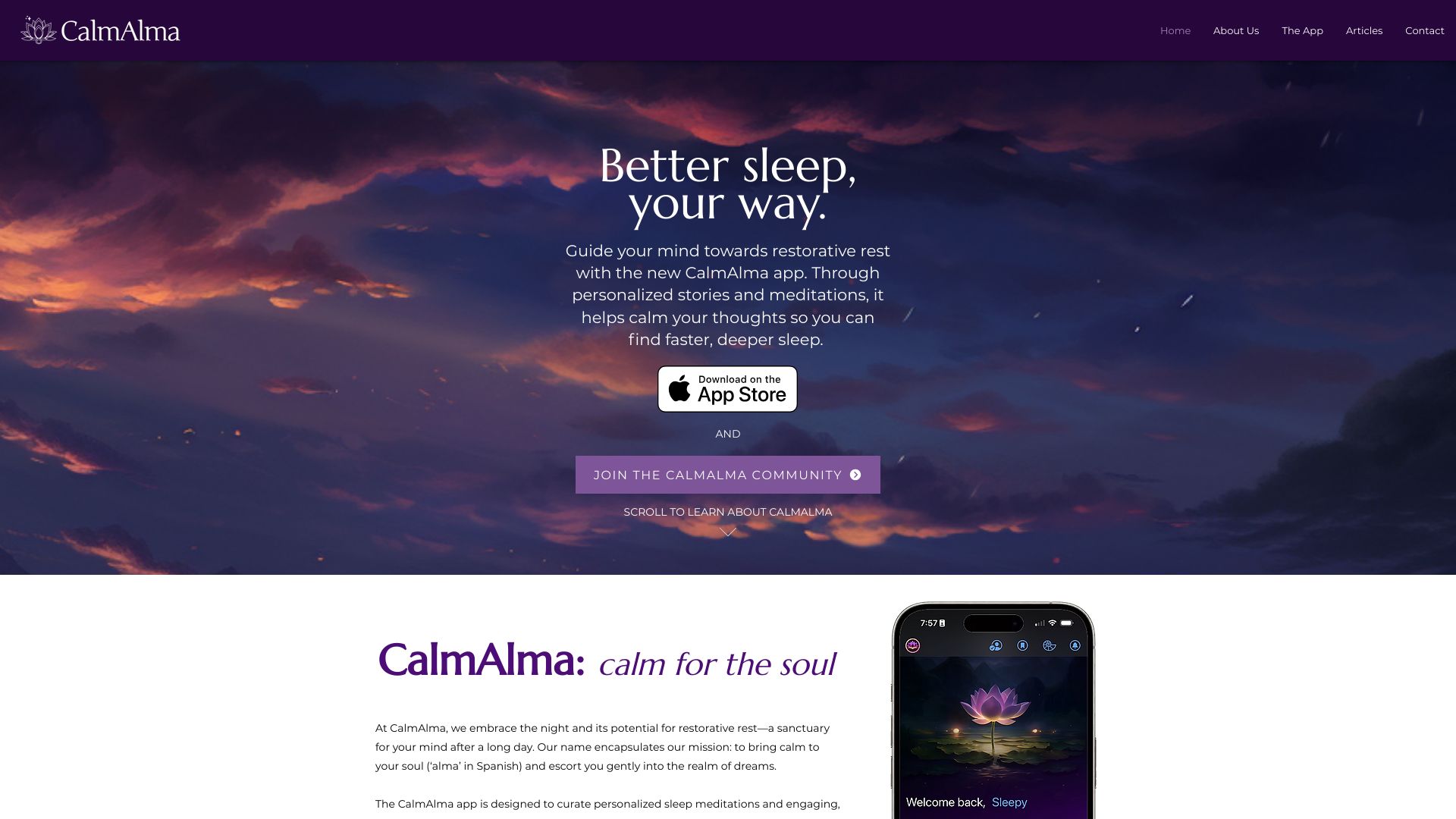 CalmAlma网页截图,CalmAlma网页快照