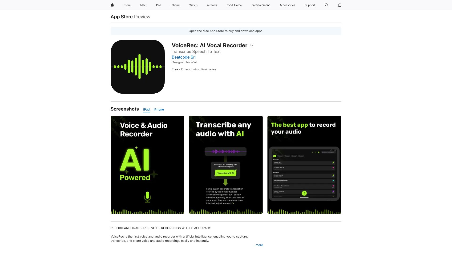 VoiceRec: AI Vocal Recorder网页截图,VoiceRec: AI Vocal Recorder网页快照
