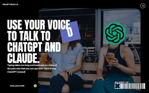 Promptheus 2 – Talk to ChatGPT, Claude With Your Voice网页截图,Promptheus 2 – Talk to ChatGPT, Claude With Your Voice网页快照