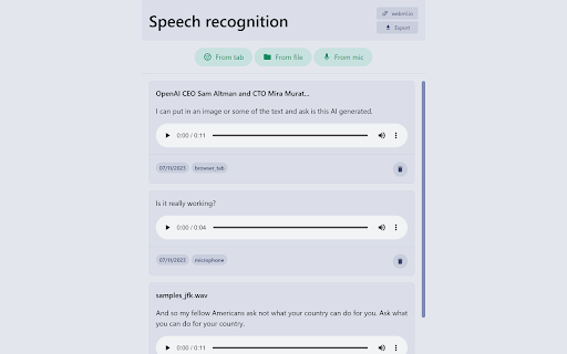 webml-speech-recognition网页截图,webml-speech-recognition网页快照