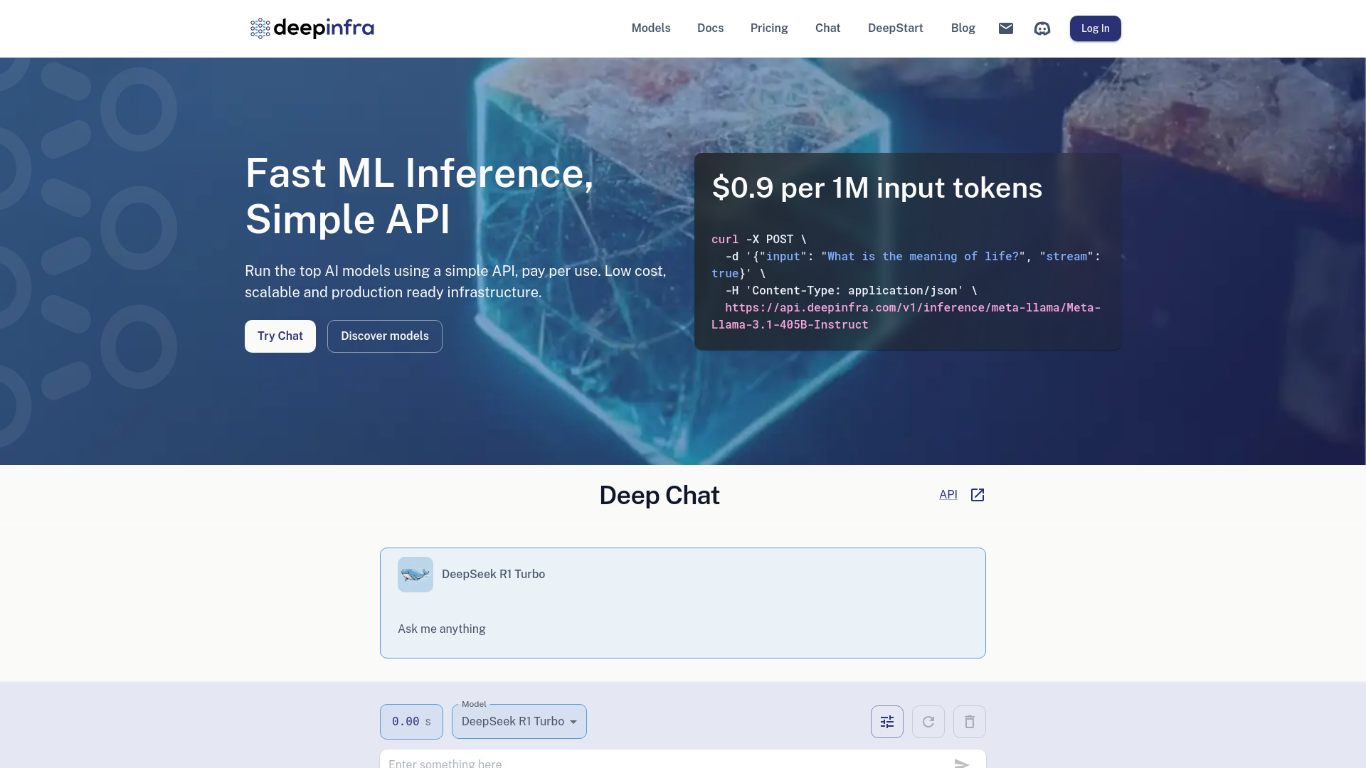 Deep Infra网页截图,Deep Infra网页快照