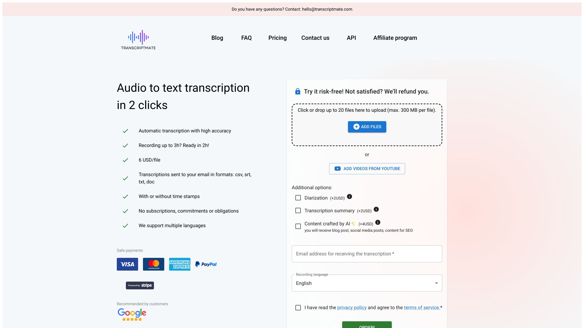 Transcriptmate.com网页截图,Transcriptmate.com网页快照