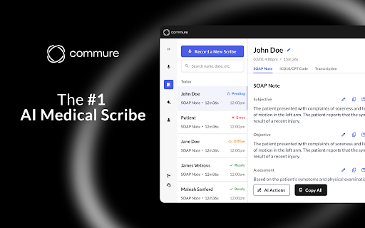 Commure Scribe网页截图,Commure Scribe网页快照