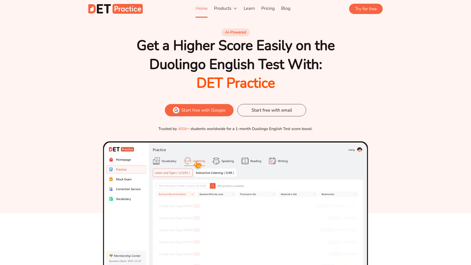 DET Practice网页截图,DET Practice网页快照