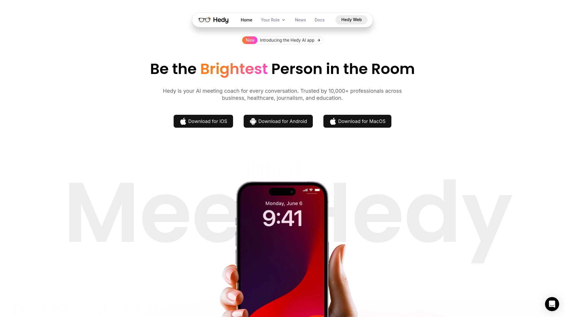 Hedy 2.0 MacOS App网页截图,Hedy 2.0 MacOS App网页快照