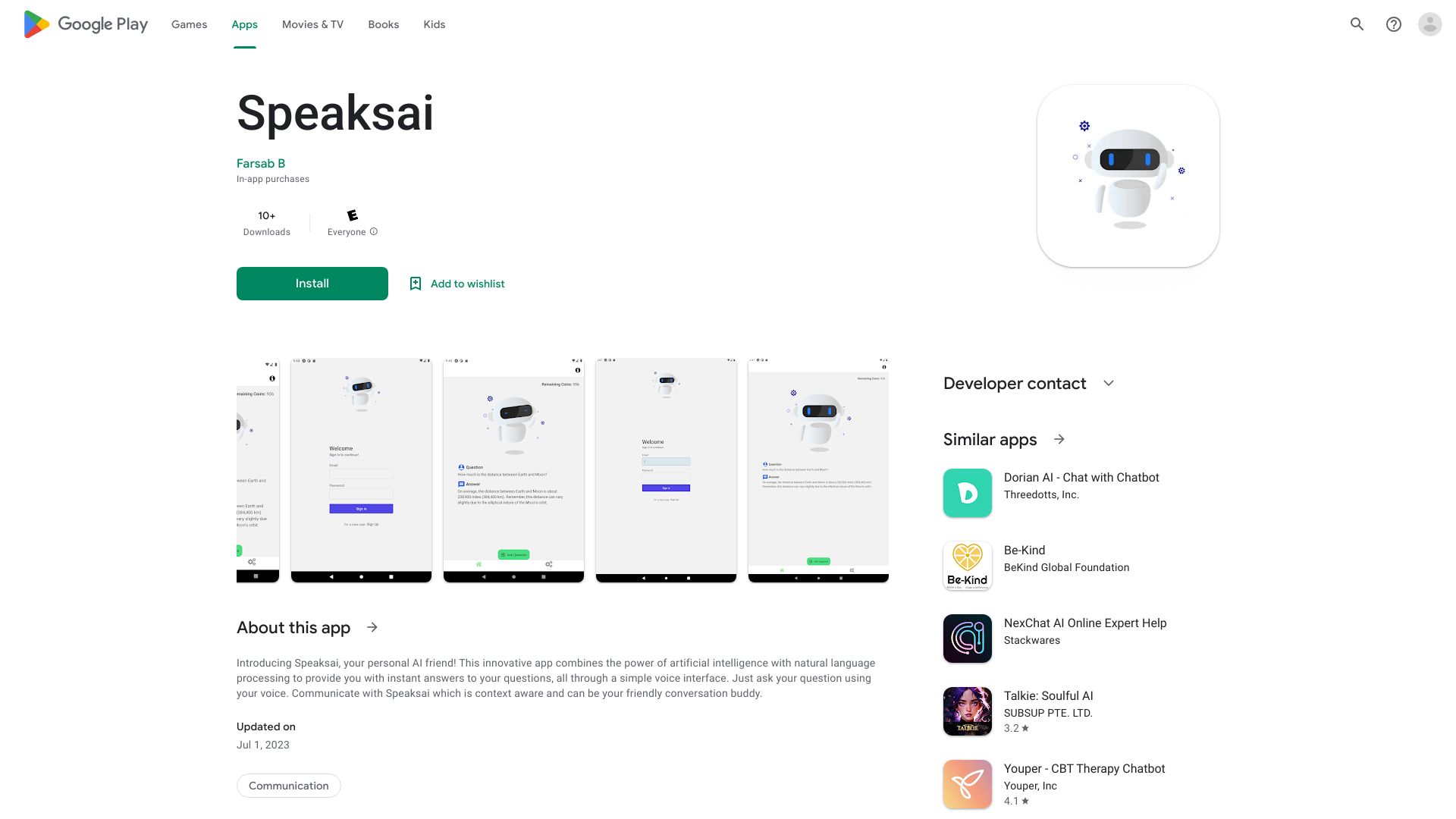 Speaksai (TalkerAI)网页截图,Speaksai (TalkerAI)网页快照