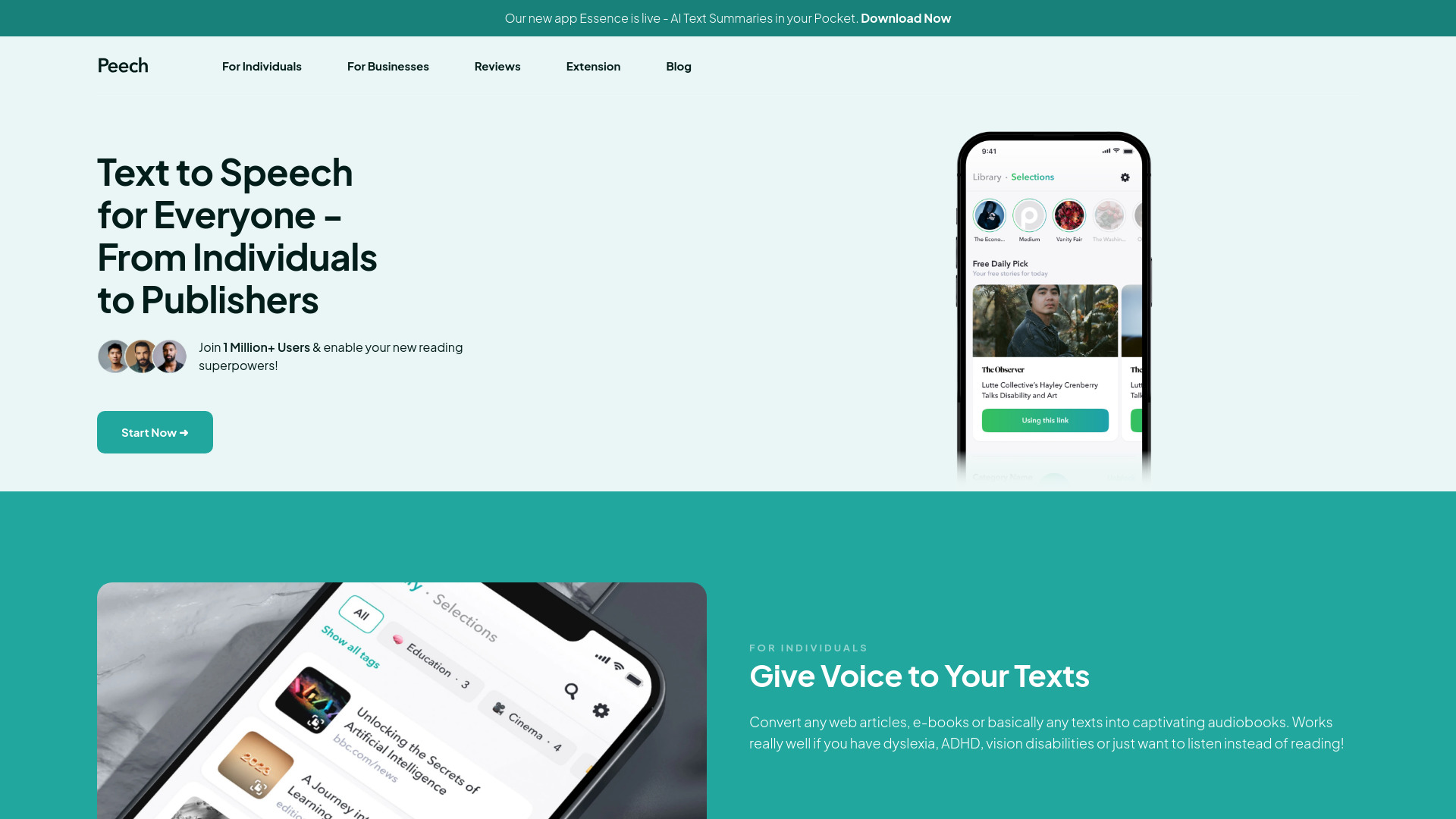 Peech: Text to Speech Reader网页截图,Peech: Text to Speech Reader网页快照