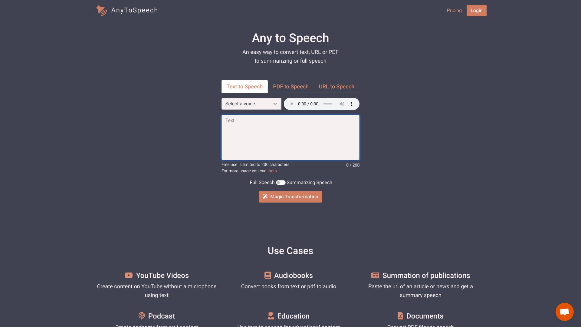 AnyToSpeech网页截图,AnyToSpeech网页快照
