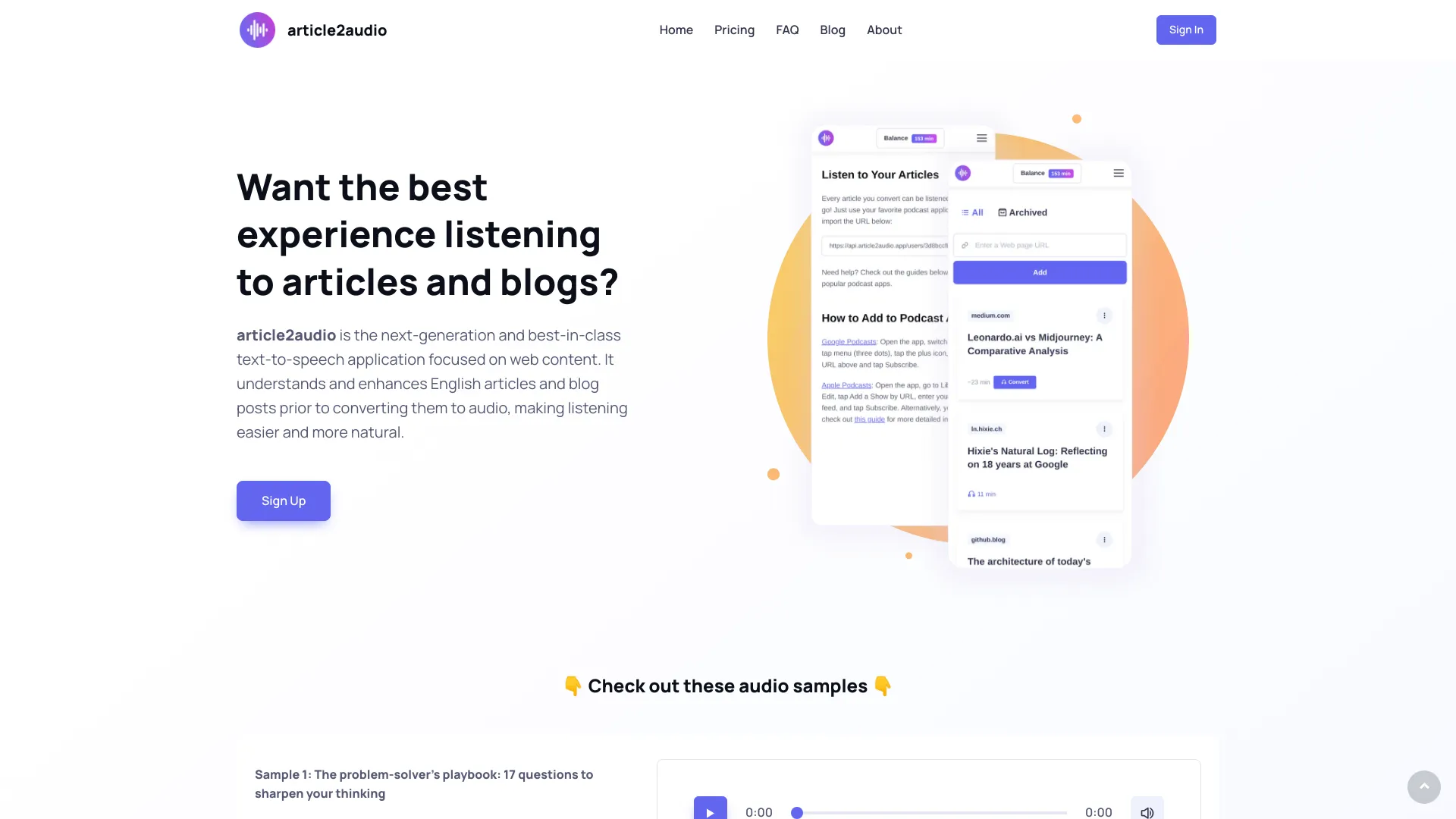 article2audio网页截图,article2audio网页快照