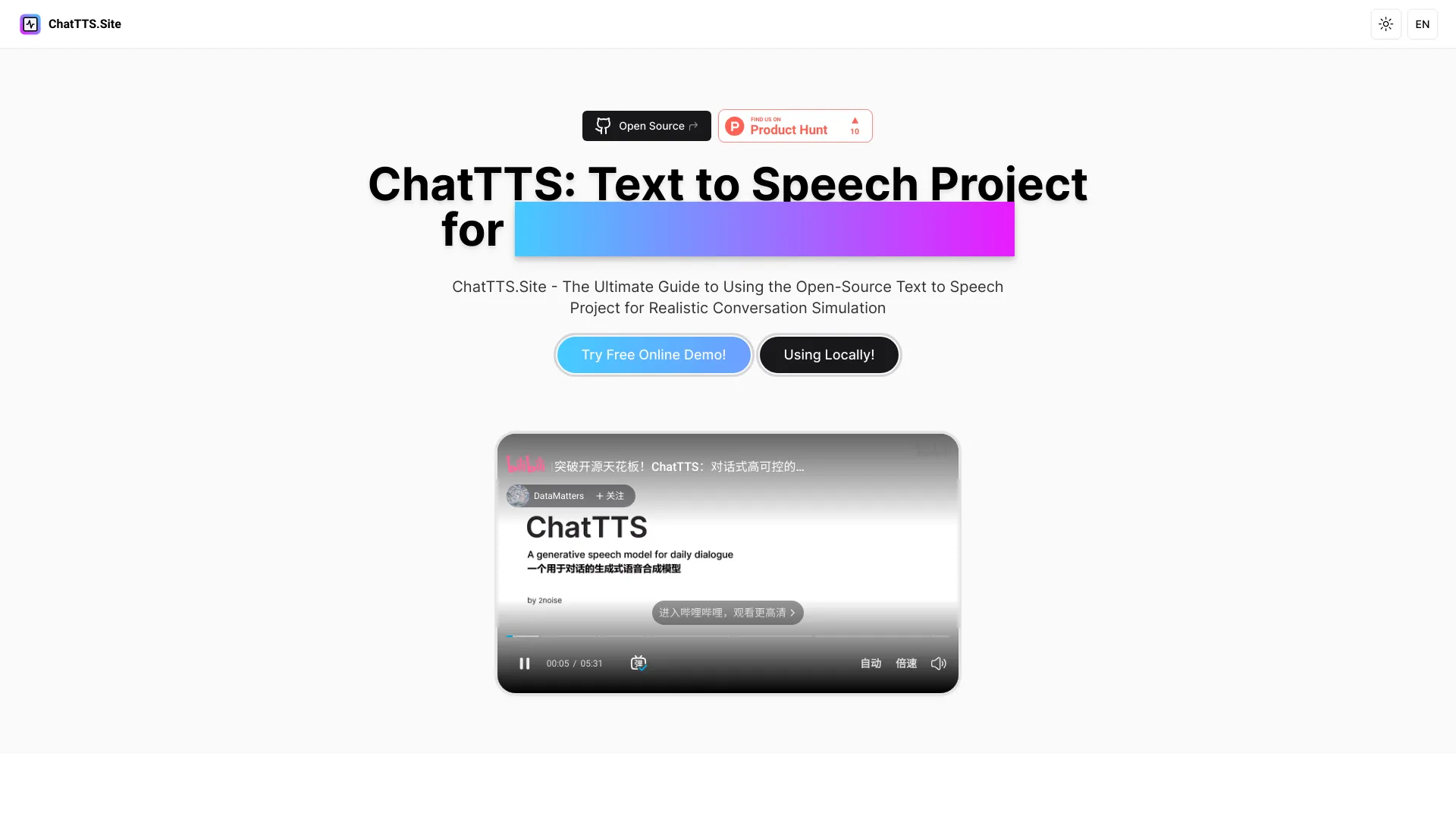 ChatTTS Site网页截图,ChatTTS Site网页快照