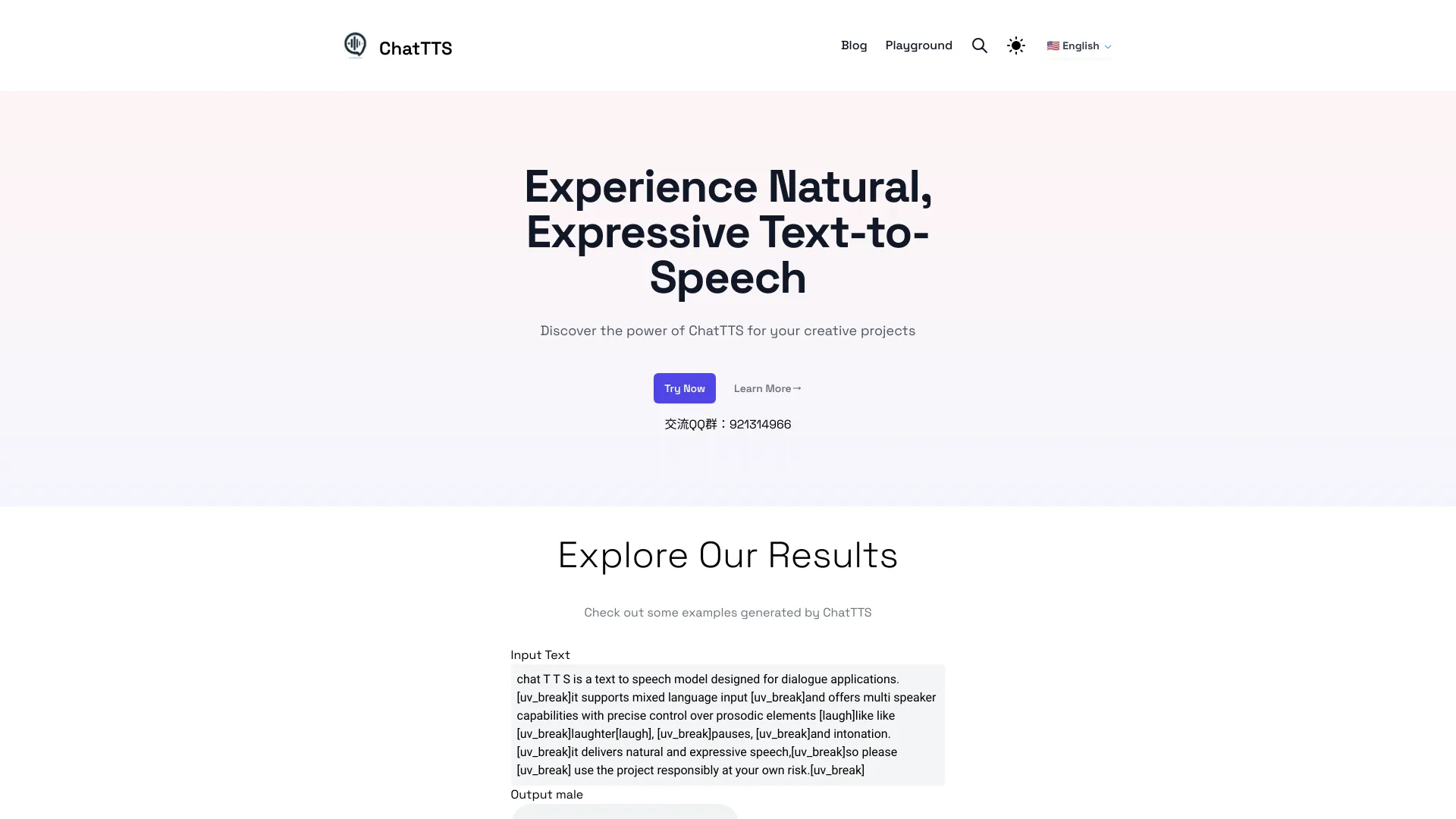 ChatTTS – Natural text-to-speech网页截图,ChatTTS – Natural text-to-speech网页快照