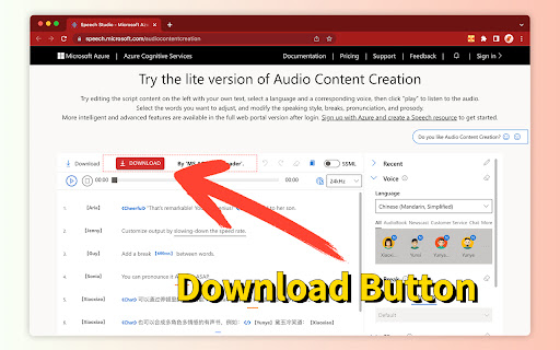Microsoft Audio-Content-Creation TTS Exporter网页截图,Microsoft Audio-Content-Creation TTS Exporter网页快照
