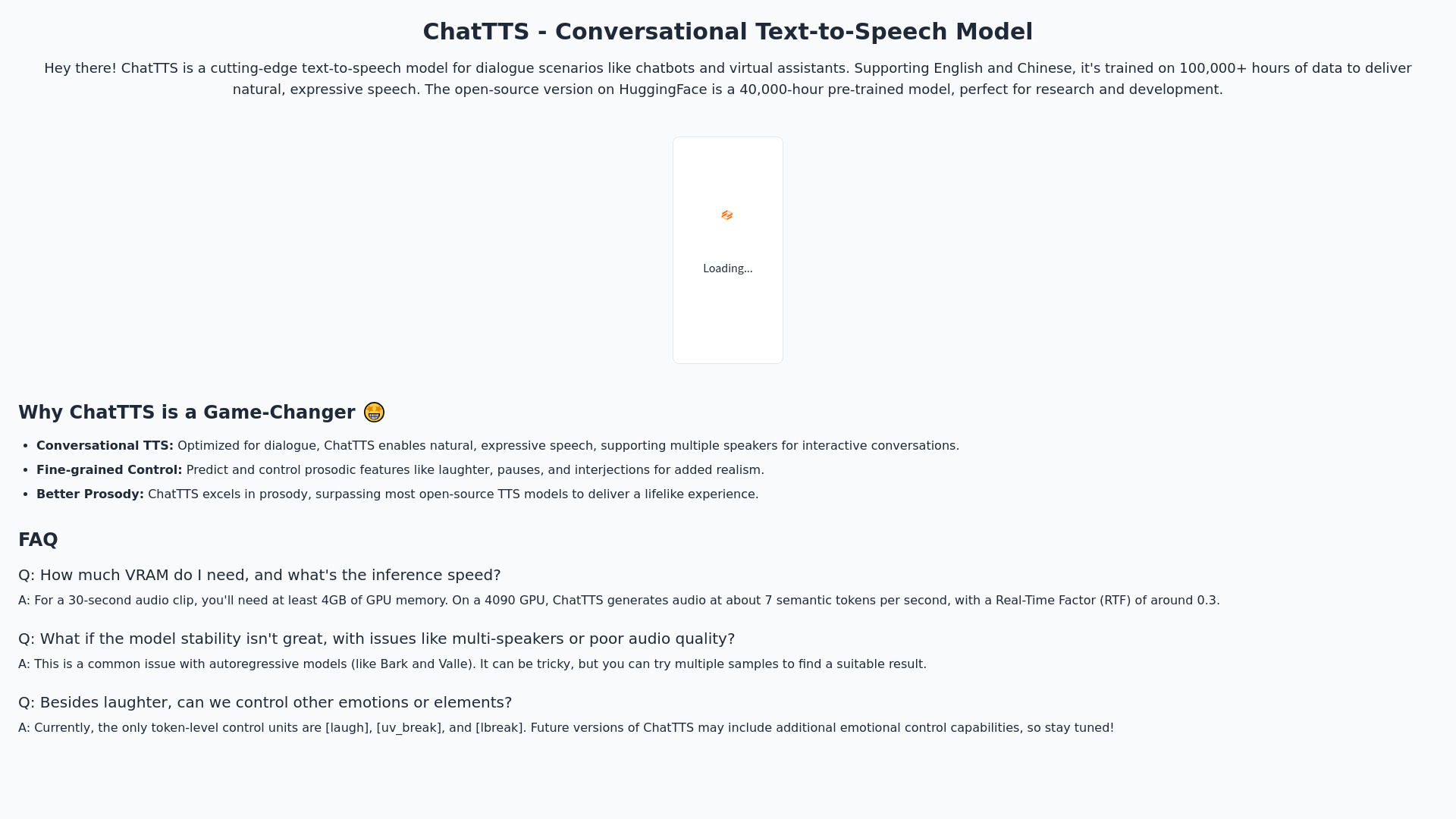 ChatTTS Me – AI text to speech网页截图,ChatTTS Me – AI text to speech网页快照