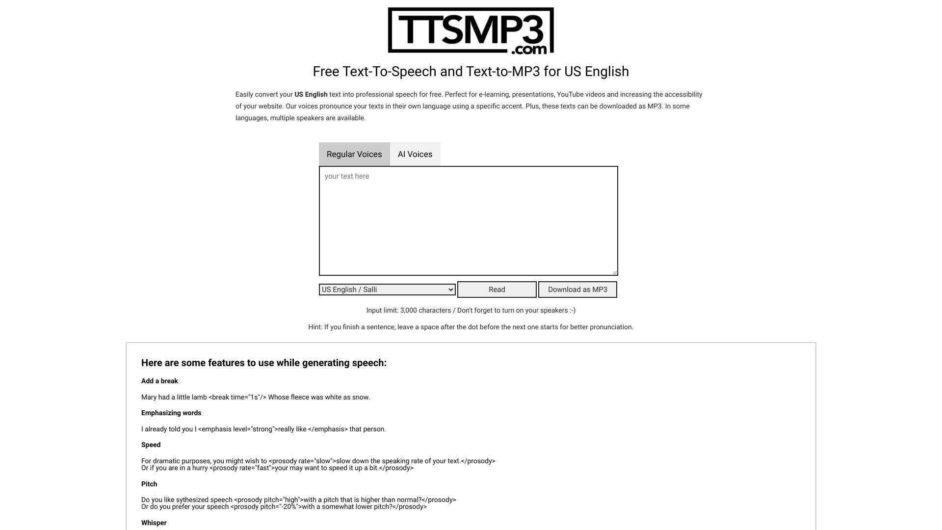 ttsMP3.com网页截图,ttsMP3.com网页快照