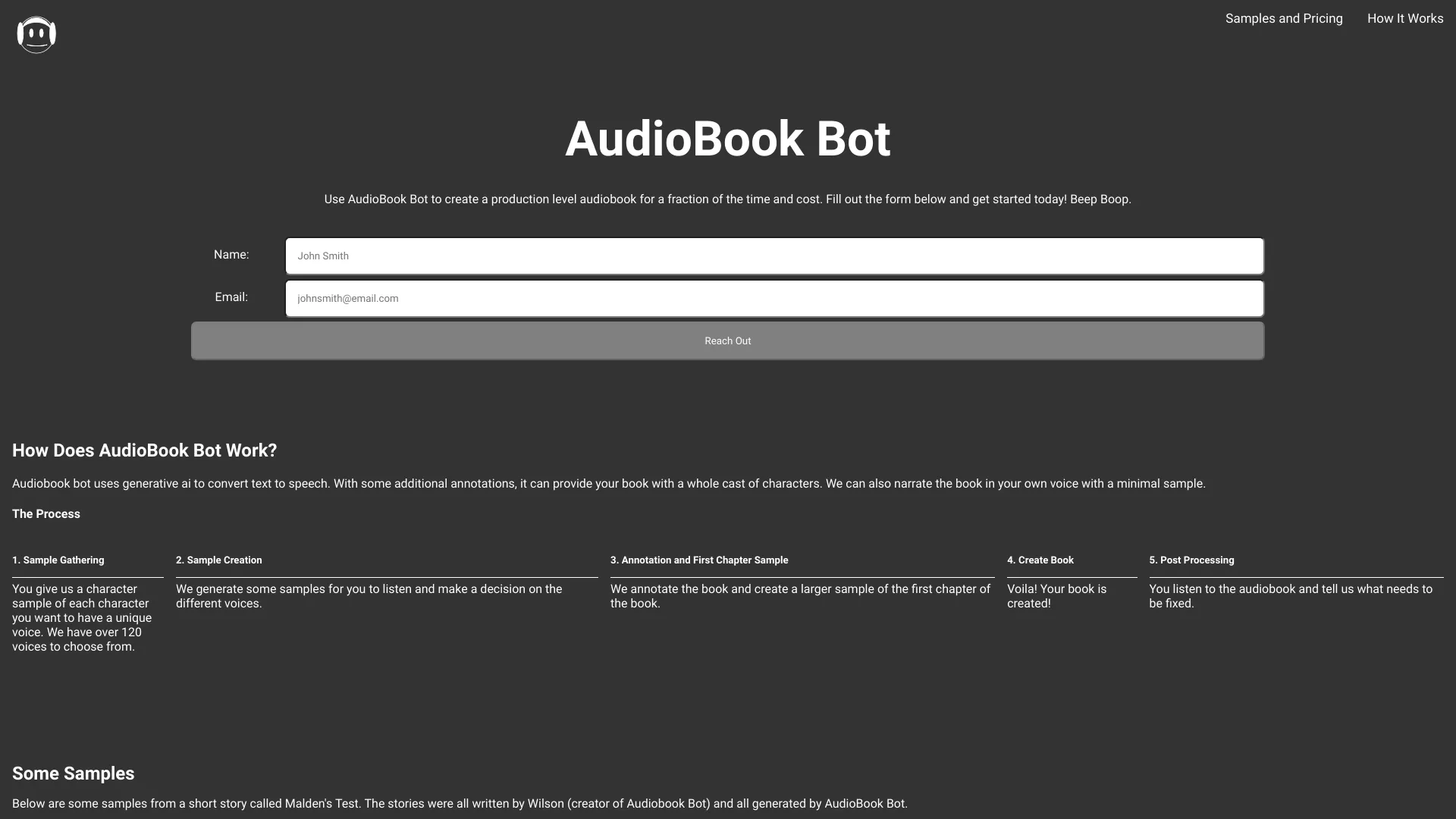 AudioBook Bot网页截图,AudioBook Bot网页快照