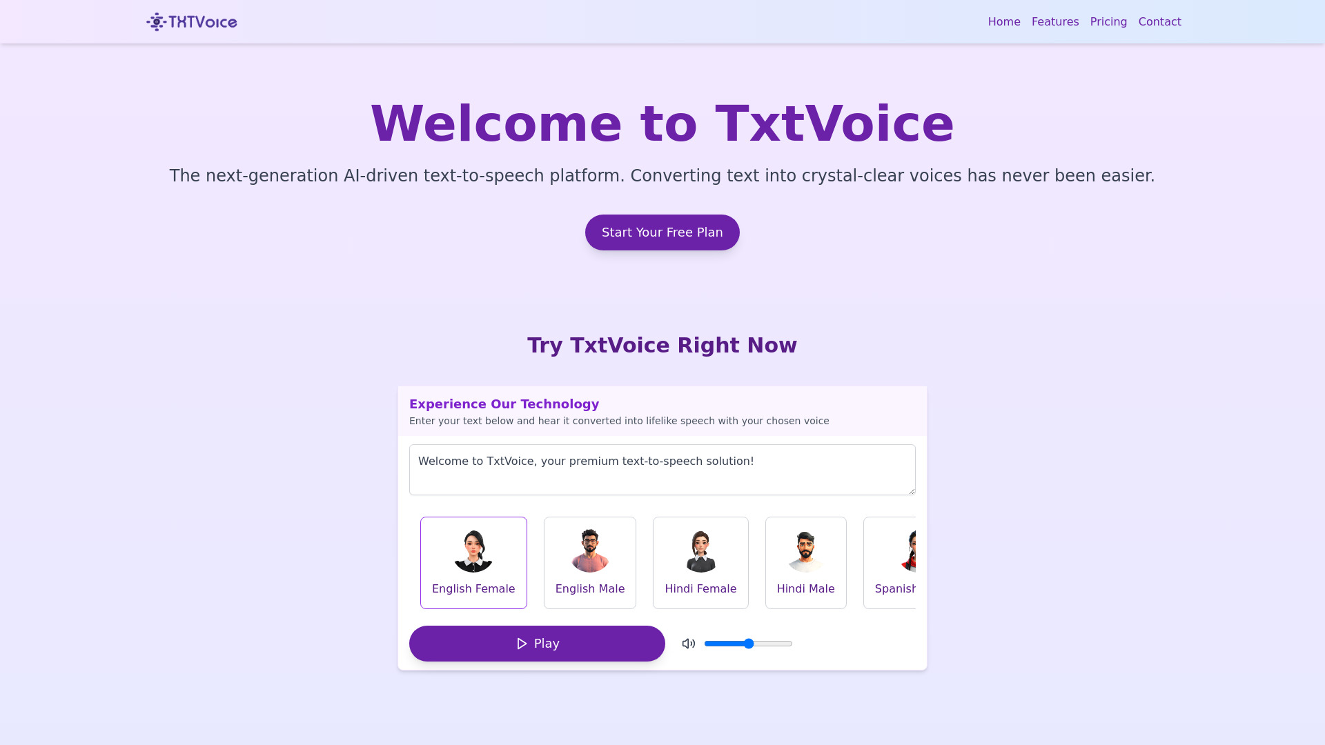 TxTVoice – AI-driven text-to-speech网页截图,TxTVoice – AI-driven text-to-speech网页快照