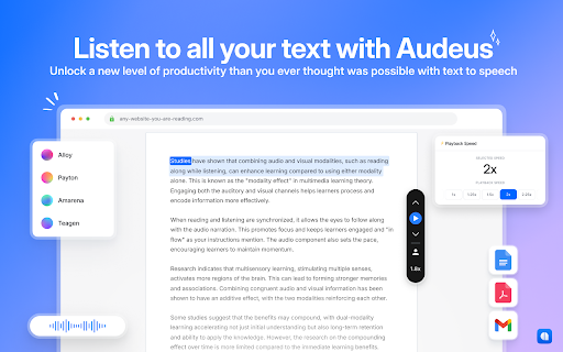 Text to Speech (TTS) Read Aloud Voice Reader by Audeus网页截图,Text to Speech (TTS) Read Aloud Voice Reader by Audeus网页快照