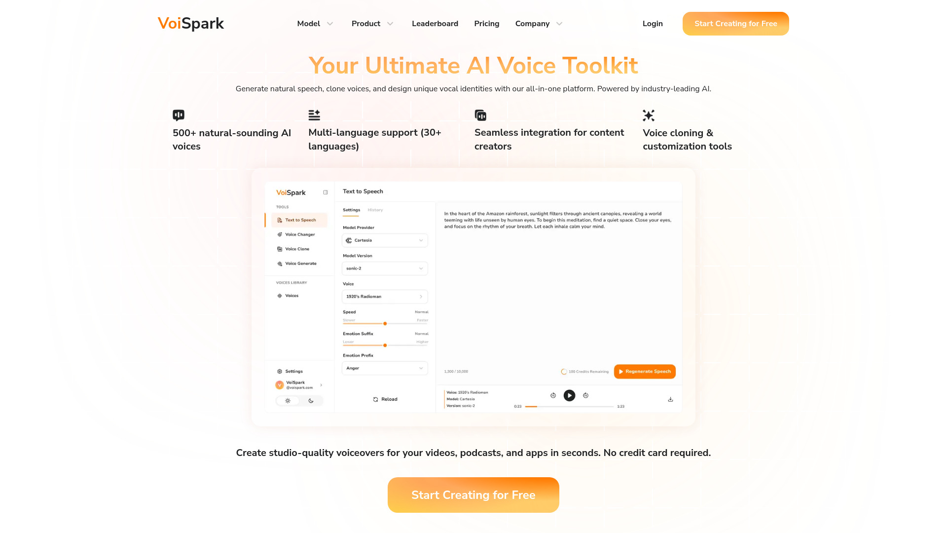 VoiSpark网页截图,VoiSpark网页快照