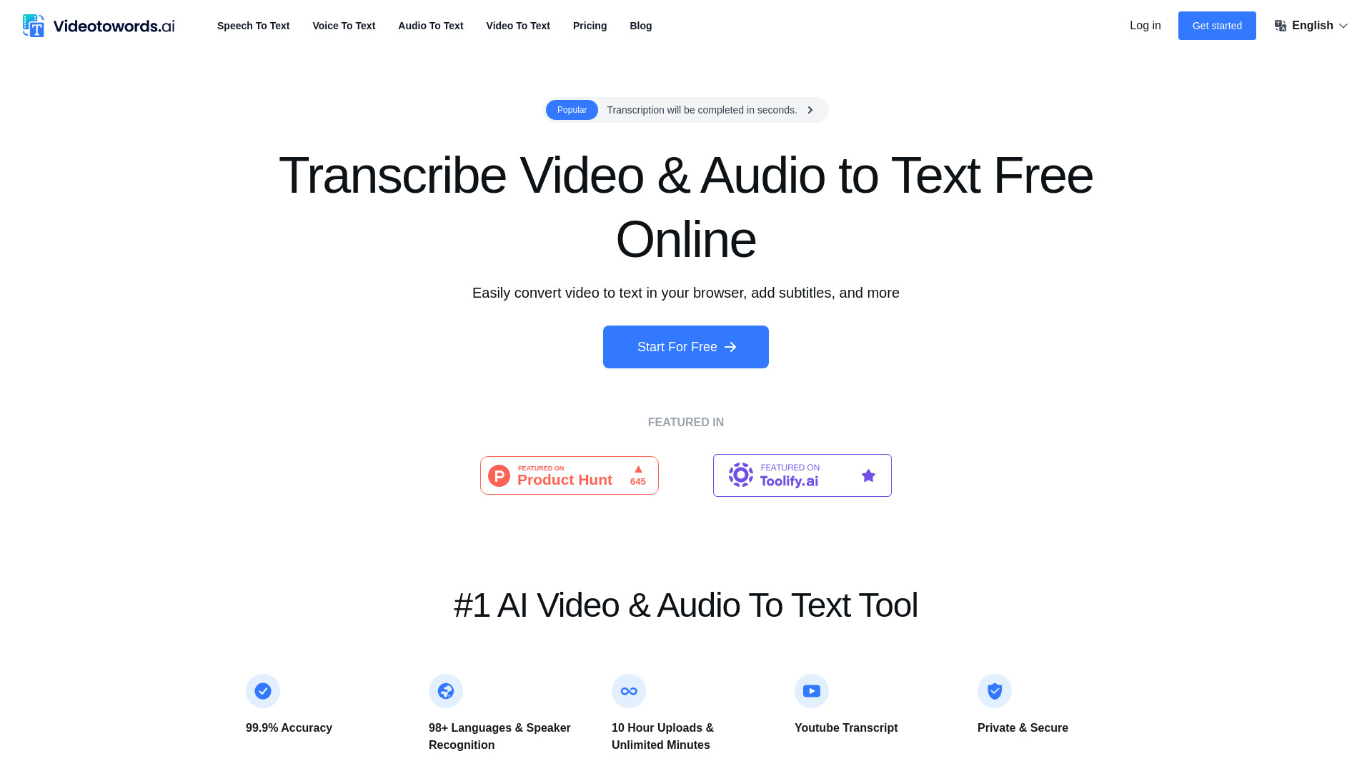 Transcribe Video & Audio to Text Free Online网页截图,Transcribe Video & Audio to Text Free Online网页快照