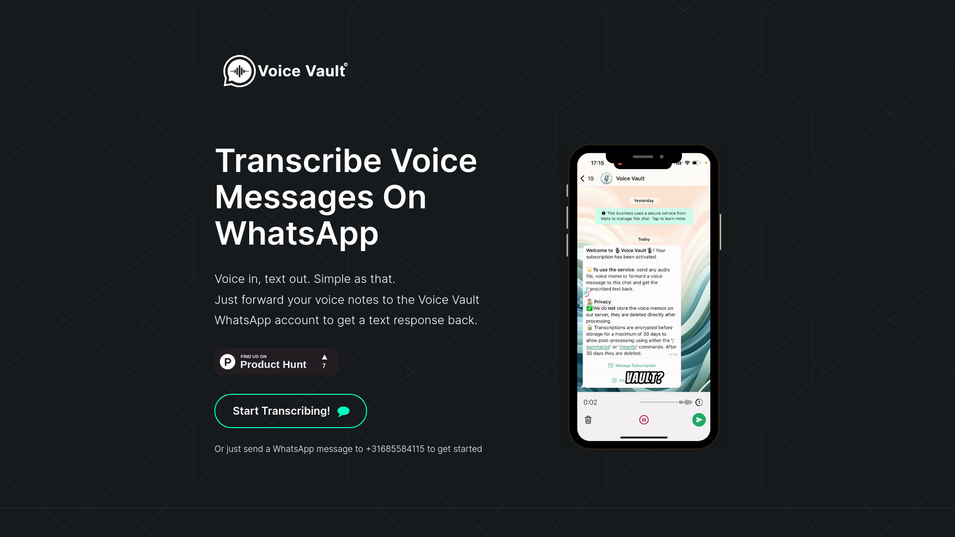 Voice Vault网页截图,Voice Vault网页快照